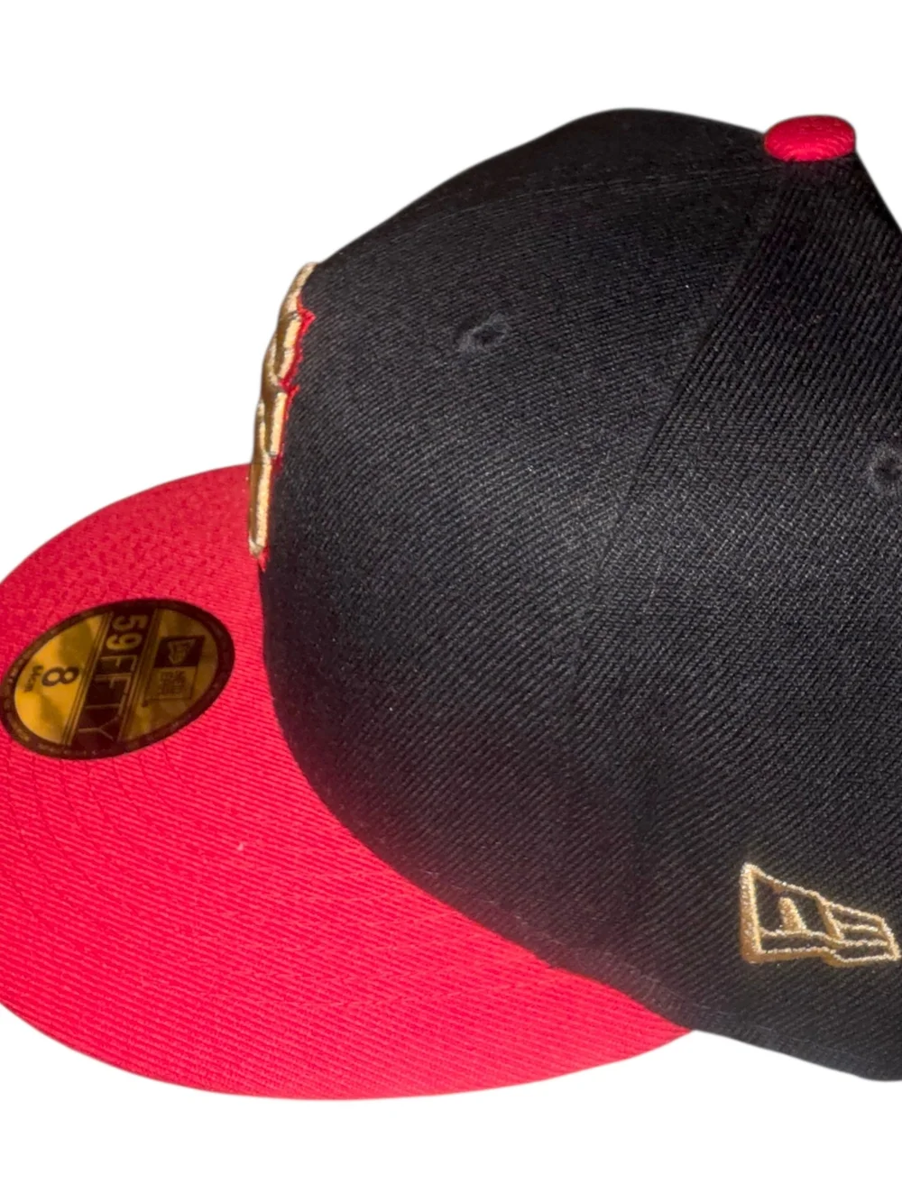 New Era 59FIFTY SF Giants Black & Red Fitted Hat Size 8 NWT